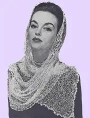 Vintage Knitting Pattern Wispy Lace Veil in Slub Squiggle Yarn + Lace Shawl