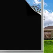Blackout Window Privacy Film No Glue Necesary Static Cling,Anti-Uv,Black Window