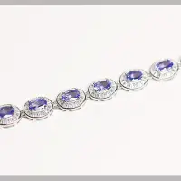 在飛比找Yahoo!奇摩拍賣優惠-手鍊天然坦桑石手鍊925純銀鍍18K真金藍紫色的寶石女情人節