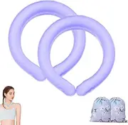 Neck Cooling Tube, Reusable Wearable Cooling Tubes for Neck and Face, Body Cooling Products Ice Ring Neck Cooler for Extremely Hot Weather, Relief for Hot Flashes or Fever, For Sports(Purple,2pcs)