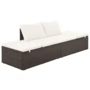 Poly Rattan Lounge Bed With Cushions Stylish Patio Garden Sun Lounger Brown