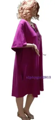 terra & sky 5x Women crew neck t-shirt dress 2 Pocket Fuchsia NWT Stretchy L898