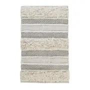Bathroom Rugs Woven Texture Stripe Boho Handwoven Latex Washable Non-Skid Grey
