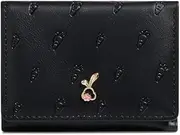 [kuifang] Girls Cute Wallet, Small Tri-folded Aesthetic Wallet, Purse Cash Pocket Card Holder ID Window Purse for Women, Black, Casual