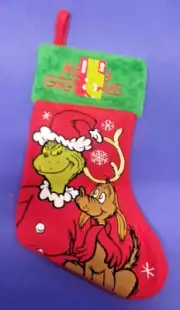 Dr. Seuss The Grinch & Max "Merry Grinchmas" Christmas Stocking Embroidered New