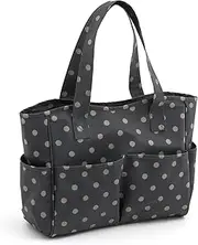 Hobbygift Value Collection: Craft Bag: Matt PVC: Charcoal Polka Dot, 12.5 x 39 x 35 cm