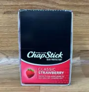 (12 Sticks) Chapstick Classic Strawberry Flavored Lip Balm 0.15 oz Exp 07/2025