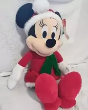 Christmas Plush Minnie Mouse Holiday 15 Inch With Scarf And Santa Hat