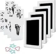 MengNi Baby Footprint Kit Hand Footprint Kit Dog Paw Print Kit Clean Touch Ink Pad Inkless Hand and Footprint Kit Handprint Kit Baby Registry Search with 4 Ink Pads and 8 Imprint Cards
