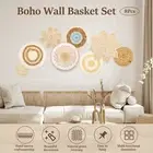8Pcs Wall Basket Décor Set Round Wall Hanging Woven Basket Rustic Woven GonBp