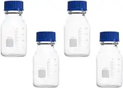 KICHOUSE 4Pcs Transparent Glass Laboratory Sample Bottles with Sealing Lids Clear Chemical Storage Vials Random Style