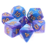 New 7 Piece Blue Purple Gemini Polyhedral Dice Set – D&D RPG - Royal Bag