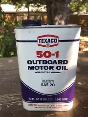 Vintage 1973 TEXACO Outboard Motor OIL CAN - Full & Unopened Metal Can