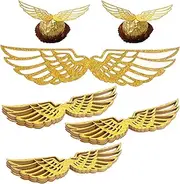 Pack of 50 Gold Glitter Wings Cake Decoration Chocolate Wings Party Decor Golden Snitch Wings Cupcake Toppers with Adhesive Dot for Sweets Cake Cupcakes Party Theme Party