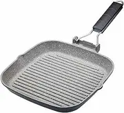 MasterClass Non-Stick Induction-Safe Griddle Pan with Folding Handle, 24 cm (9.5”), Black