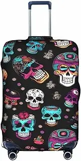 [HTTUP] Sugar and Skulls Style Print Practical Elastic Washable Travel Luggage Cover with Concealed Zipper for Suitcases, White, Medium