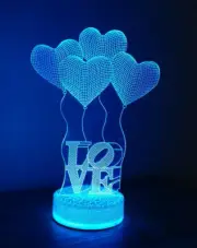 Love Romantic Balloons Proposal 3D Night Light Color Changing Illusion Lamp Gift