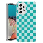 For Samsung Galaxy A23 5g A52 A53 TPU Case Cover+Glass(Checker Teal)