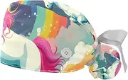 [YTYVAGT] 2-Pc,Gourd-Shaped Working Cap,Fisherman Hat with Buttons and Cotton Sweatband,Unicorn Cloud Rainbow