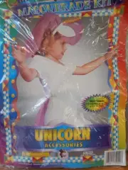 New Halloween Unicorn Kids Costume Girls Masquerade Kit Veil Headpiece Tail Set