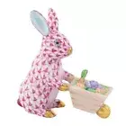 HEREND, WHEELBARROW BUNNY, PINK FISHNET, #VHP-16155, BRAND NEW, MINT & BOX