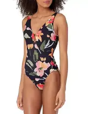 Seafolly Women's Standard Deep V One Piece Swimsuit with Ring Detail, Summer