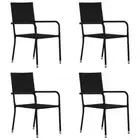 Set of 4 Stackable Black Poly Rattan Garden Dining Chairs  Stylish and Durable