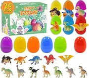 Generic 12Pcs Prefilled Easter Eggs Easter Egg Fillers with Dinosaur Toys Easter Basket Stuffers Colorful Easter Egg Toy for Toddlers