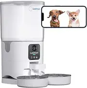 LUSIMPO Smart Pet Feeder with Camera for 2 Dogs/Cats, Double Bowls, 7L, White