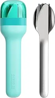 Zoku Pocket Utensil Set, Teal | Stainless Steel Fork, Knife, and Spoon Nest in Hygienic Case | Portable Design for Travel, School, Work, Picnics, Camping and Outdoor Home Use