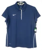NWT NIKE Women Light Stretch Poly Active Sportswear Blouse Blue White XL $50