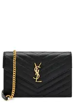 Saint Laurent Cassandre Quilted Leather Wallet-on-chain - Black ONE SIZE