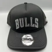 Chicago Bulls Trucker Hat Men Black 9Forty New Era Snap Back Cap New