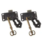 2pcs cupboard locks with key Jewelry Box Lock Jewelry Box Latches Antique Lock