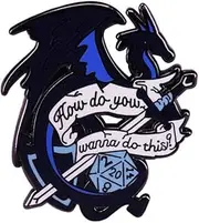 [Pinstant] Dragon Sword Fantasy Dice How Do You Wanna Do This Roll Die Want Critical Hit Dungeon Game 1.5" Enamel Pin, 1.5 Inches, Enamel, enamel