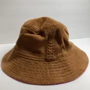 J. Crew Crewcuts Bucket Hat GIRLS M/L Brown Pink Corduroy Cotton 90's Y2K NEW