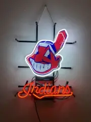 20"x16" Cleveland Indians Neon Sign Light Lamp Show Bar Garage Room Wall MM