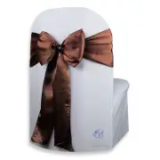 100 pcs Satin Chair Cover Bow Sash 108"x8" - Brown - Wedding Party Banquet gr