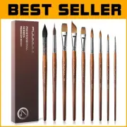 9-Piece Professional Watercolor Brush Set with Sable & Squirrel Hair Excellence