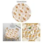 Flower Table Cloth Circle Tablecloth Waterproof Rustic Protector Round Table