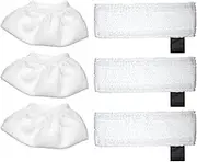 Generic 6 Pack Cloth Set Mopping Pads Replacement for Karcher SC2/ SC3/ SC4/ SC5 Mopping Cloth Accessories (3 Rag Nozzle Covers & 3 Microfiber Mopping Pads)