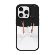 iPhone 16 Pro Impact Ring Stand Case MagSafe Compatible Coffee in Bed Transparent
