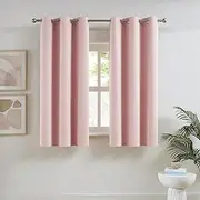 [DUALIFE] Pink Curtains 45 Inch Length for Kids Room Thermal Insulated Blackout Curtain for Baby Nursery Small Short Window Drape Grommet 38x45 Inches Long
