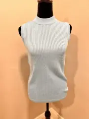 Pierre Cardin Mock Neck Blue Pearlescent Sleeveless Sweater sz. M NWT