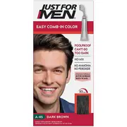 Just For Men Easy Comb-in Haircolor, Gray Men's Hair Color With Comb Applicator - Dark Brown, A-45