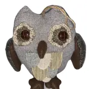 Plush Stuffed Owl Ornament Button Eyes Brown Tone St Nicholas Square