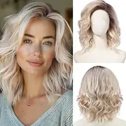 Synthetic Wig Wavy With Bangs Wig Short Dark Brown Light Blonde Synthetic Hair Women's Cosplay Soft Party Blonde Brown