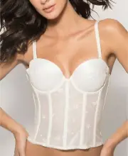 Dominique Alana Low Back Convertible Lace Strapless Bustier 7777 color: BONE NWT