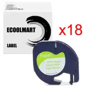 18PK 91200 Label Compatible Dymo 91330 Tape Paper 12mm x 4m LETRATAG QX50 2000