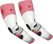 [FHEDVBN] Cartoon Strawberry Panda Arm Sleeves Compression Arm Covers for Men Women Outdoor Sun Sleeves Cooling Sports Sleeve, Black